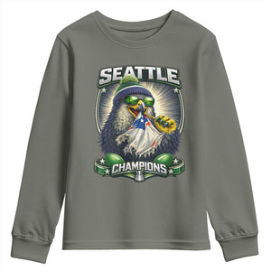 Seattle Champions Fan Pride Youth Sweatshirt Football Fan Gift TS12 Military Green Print Your Wear