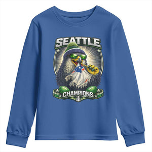 Seattle Champions Fan Pride Youth Sweatshirt Football Fan Gift TS12 Royal Blue Print Your Wear