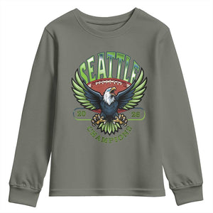 Seattle Champions Fan Pride Youth Sweatshirt Gift For Football Lovers TS12 Military Green Print Your Wear
