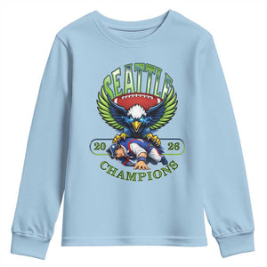 Funny Champion Seattle Dominates New England Youth Sweatshirt 12s Fan Pride TS12 Light Blue Print Your Wear