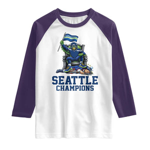 Funny Seattle Clobbers New England Raglan Shirt Football Game Day TS12 White Purple Print Your Wear