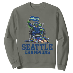 Funny Seattle Clobbers New England Sweatshirt Football Game Day TS12 Military Green Print Your Wear