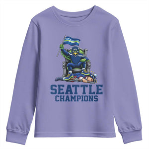 Funny Seattle Clobbers New England Youth Sweatshirt Football Game Day TS12 Violet Print Your Wear