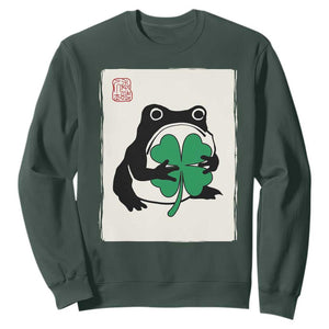 Grumpy Frog Japanese Sweatshirt St Patricks Day Gift TS12 Dark Forest Green Print Your Wear