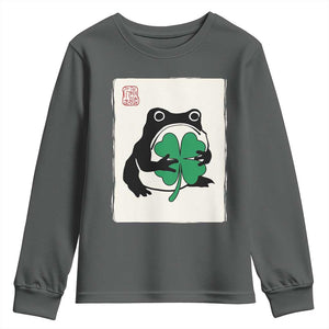 Grumpy Frog Japanese Youth Sweatshirt St Patricks Day Gift TS12 Dark Heather Print Your Wear