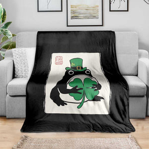 Vintage Japanese Grumpy Frog Throw Blanket Lucky St Paddys Day TS12 Print Your Wear