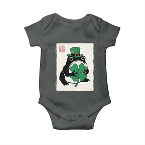 Vintage Japanese Grumpy Frog Baby Onesie Lucky St Paddys Day TS12 Dark Heather Print Your Wear