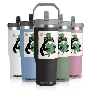 Vintage Japanese Grumpy Frog Flip Straw Tumbler Lucky St Paddys Day TS12 Print Your Wear