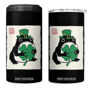 Vintage Japanese Grumpy Frog 4 in 1 Can Cooler Tumbler Lucky St Paddys Day TS12 One Size: 16 oz Black Print Your Wear