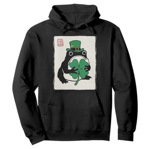 Vintage Japanese Grumpy Frog Hoodie Lucky St Paddys Day TS12 Black Print Your Wear