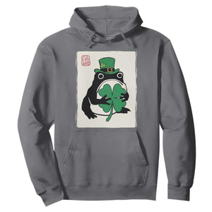Vintage Japanese Grumpy Frog Hoodie Lucky St Paddys Day TS12 Charcoal Print Your Wear