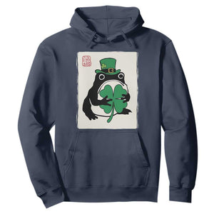 Vintage Japanese Grumpy Frog Hoodie Lucky St Paddys Day TS12 Navy Print Your Wear