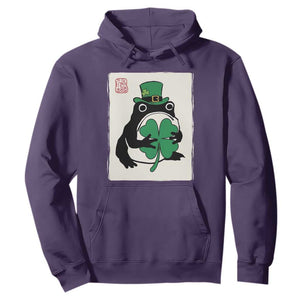 Vintage Japanese Grumpy Frog Hoodie Lucky St Paddys Day TS12 Purple Print Your Wear