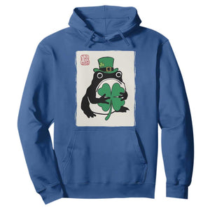 Vintage Japanese Grumpy Frog Hoodie Lucky St Paddys Day TS12 Royal Blue Print Your Wear