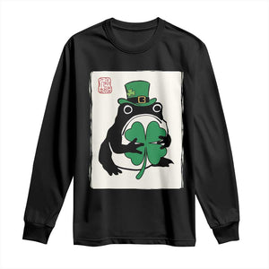 Vintage Japanese Grumpy Frog Long Sleeve Shirt Lucky St Paddys Day TS12 Black Print Your Wear