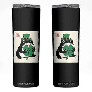 Vintage Japanese Grumpy Frog Skinny Tumbler Lucky St Paddys Day TS12 Black Print Your Wear