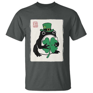 Vintage Japanese Grumpy Frog T Shirt Lucky St Paddys Day TS12 Dark Heather Print Your Wear