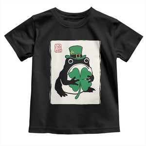 Vintage Japanese Grumpy Frog Toddler T Shirt Lucky St Paddys Day TS12 Black Print Your Wear