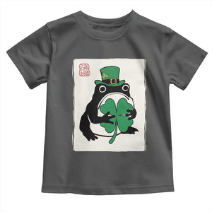 Vintage Japanese Grumpy Frog Toddler T Shirt Lucky St Paddys Day TS12 Dark Heather Print Your Wear