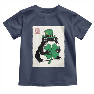 Vintage Japanese Grumpy Frog Toddler T Shirt Lucky St Paddys Day TS12 Navy Print Your Wear