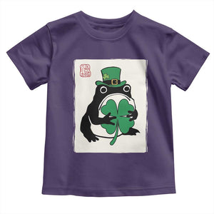 Vintage Japanese Grumpy Frog Toddler T Shirt Lucky St Paddys Day TS12 Purple Print Your Wear