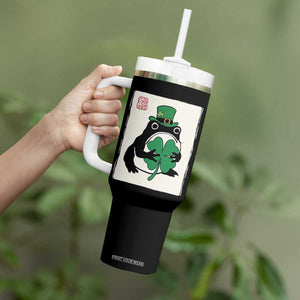 Vintage Japanese Grumpy Frog Tumbler With Handle Lucky St Paddys Day TS12 Print Your Wear