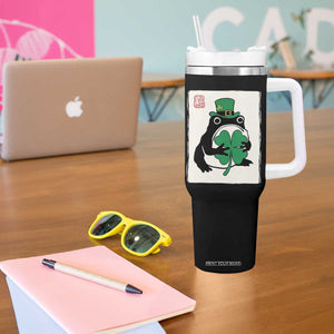 Vintage Japanese Grumpy Frog Tumbler With Handle Lucky St Paddys Day TS12 Print Your Wear