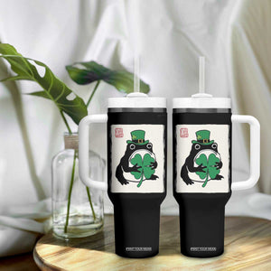 Vintage Japanese Grumpy Frog Tumbler With Handle Lucky St Paddys Day TS12 Print Your Wear