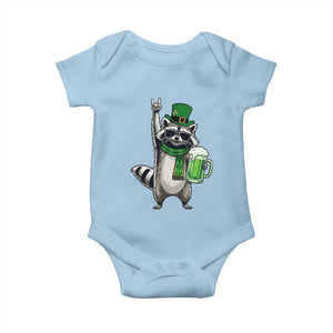 Funny Raccoon Rock On Baby Onesie St Patricks Day Gift TS12 Light Blue Print Your Wear