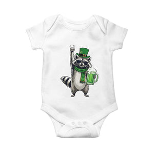 Funny Raccoon Rock On Baby Onesie St Patricks Day Gift TS12 White Print Your Wear