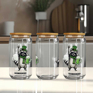 Funny Raccoon Rock On Glass Can St Patricks Day Gift TS12 Print Your Wear