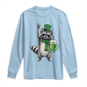 Funny Raccoon Rock On Long Sleeve Shirt St Patricks Day Gift TS12 Light Blue Print Your Wear
