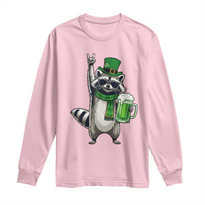 Funny Raccoon Rock On Long Sleeve Shirt St Patricks Day Gift TS12 Light Pink Print Your Wear
