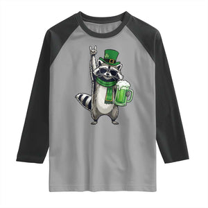 Funny Raccoon Rock On Raglan Shirt St Patricks Day Gift TS12 Sport Gray Black Print Your Wear