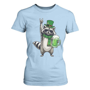 Funny Raccoon Rock On T Shirt For Women St Patricks Day Gift TS12 Light Blue Print Your Wear