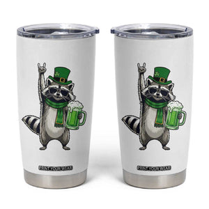Funny Raccoon Rock On Tumbler Cup St Patricks Day Gift TS12 White Print Your Wear