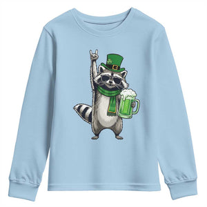 Funny Raccoon Rock On Youth Sweatshirt St Patricks Day Gift TS12 Light Blue Print Your Wear