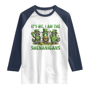 I Am The Shenanigans Raglan Shirt Funny Irish Raccoon St Patricks Day TS12 White Navy Print Your Wear