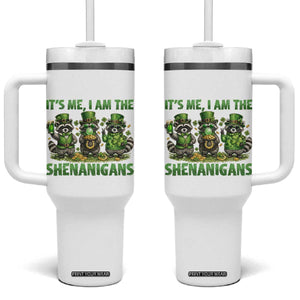 I Am The Shenanigans Tumbler With Handle Funny Irish Raccoon St Patricks Day TS12 One Size: 40 oz White Print Your Wear