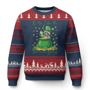 I Am The Shenanigans Ugly Christmas Sweater Funny Irish Raccoon TS12 Navy Red Print Your Wear