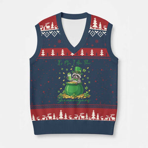 I Am The Shenanigans V-Neck Knit Sweater Vest Funny Irish Raccoon TS12 Navy Red Print Your Wear