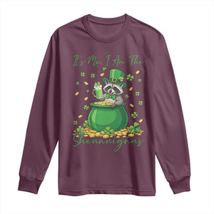 I Am The Shenanigans Long Sleeve Shirt Funny Irish Raccoon TS12 Maroon Print Your Wear