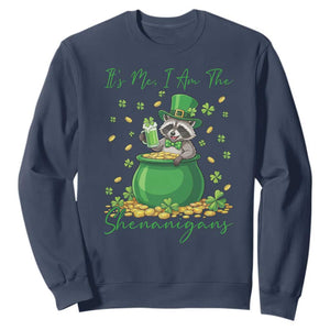 I Am The Shenanigans Sweatshirt Funny Irish Raccoon TS12 Navy Print Your Wear