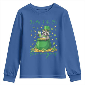 I Am The Shenanigans Youth Sweatshirt Funny Irish Raccoon TS12 Royal Blue Print Your Wear