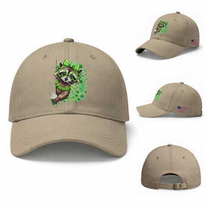 Funny Raccoon St Patricks Day Baseball Cap Irish Party Animal Gift TS12 Baseball Cap Universal Fit Khaki Print Your Wear