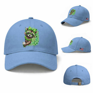 Funny Raccoon St Patricks Day Baseball Cap Irish Party Animal Gift TS12 Baseball Cap Universal Fit Light Blue Print Your Wear