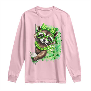 Funny Raccoon St Patricks Day Long Sleeve Shirt Irish Party Animal Gift TS12 Light Pink Print Your Wear