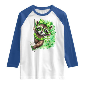 Funny Raccoon St Patricks Day Raglan Shirt Irish Party Animal Gift TS12 White Royal Print Your Wear