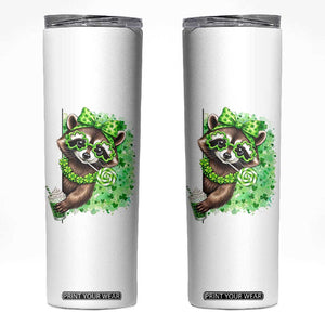 Funny Raccoon St Patricks Day Skinny Tumbler Irish Party Animal Gift TS12 White Print Your Wear