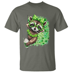 Funny Raccoon St Patricks Day T Shirt Irish Party Animal Gift TS12 Military Green Print Your Wear